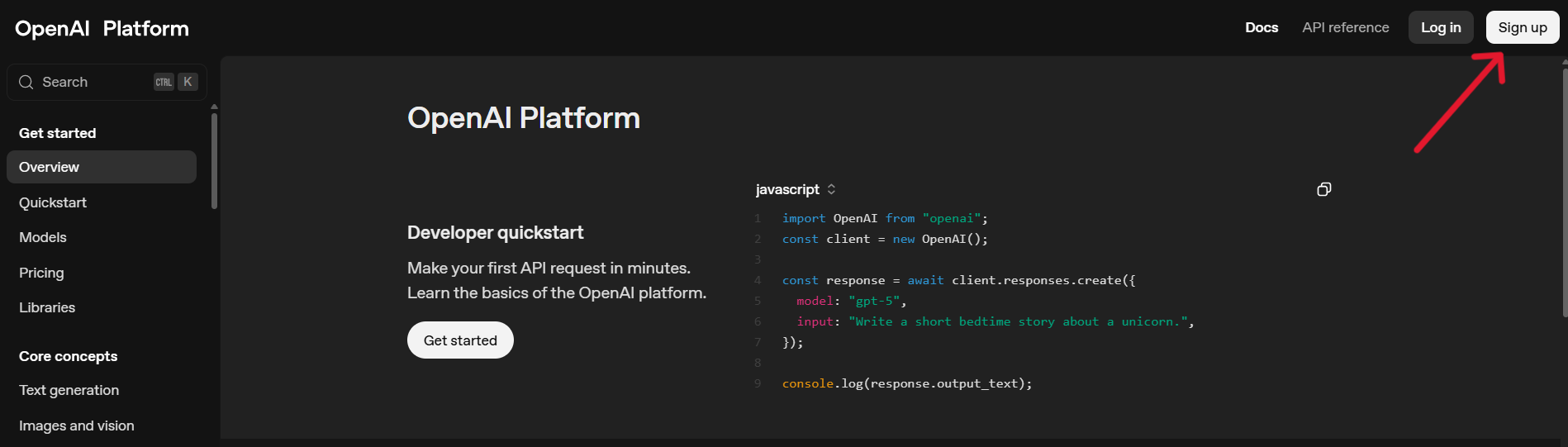 OpenAIサインアップ画面