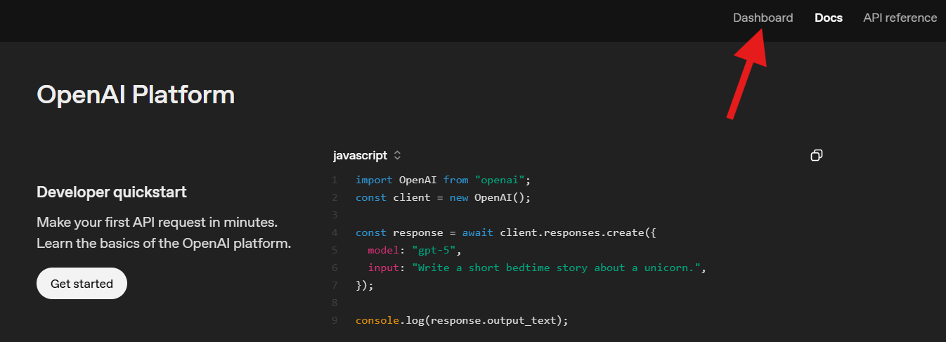API Keysメニューの場所