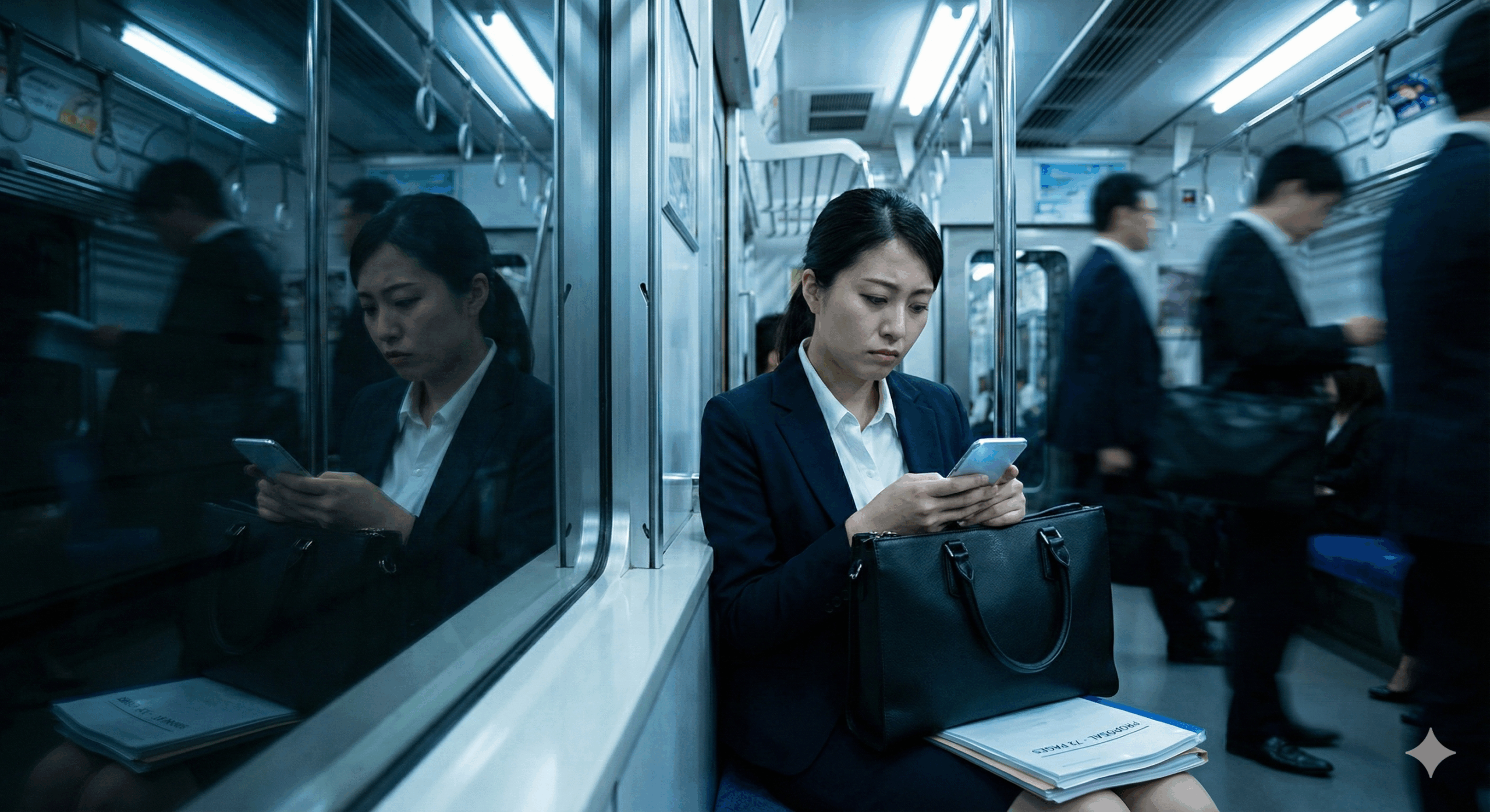 会議室でプレゼンに失敗し、落胆する女性営業担当者